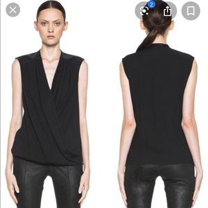 Helmut Lang Black Morse Draped Blouse